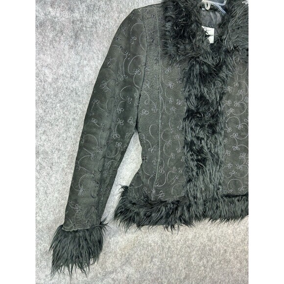 VTG Lobi Lobi Black Genuine Leather Penny Lane Embroidered Quilted Jacket Size M - Picture 3 of 13